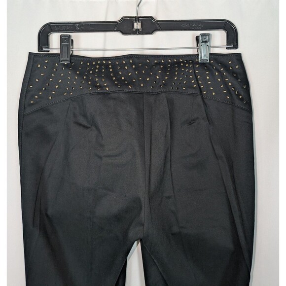 Vintage Express Pants 7/8 Black Embellished Waist Flared Leg Zipper Front Y2K - Picture 5 of 7